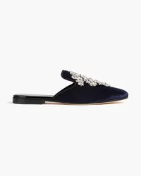 Giuseppe Zanotti Letizia Slippers aus Samt mit Kristallverzierung Blau