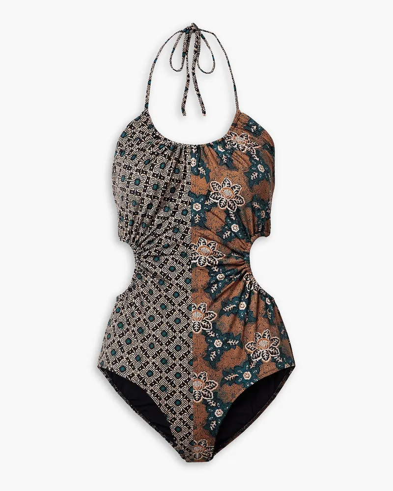 Ulla Johnson Mabel Neckholder-Badeanzug mit Cut-out mit Print Braun