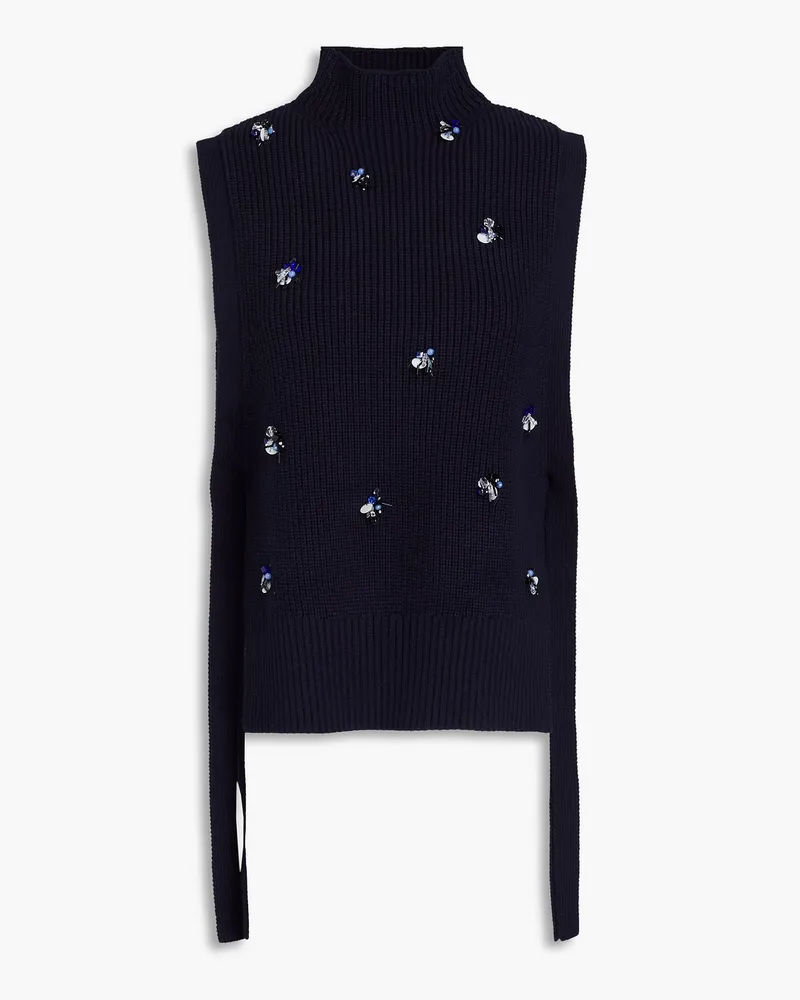 3.1 phillip lim Embellished ribbed cotton-blend vest Blau