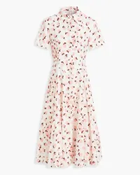 EMILIA WICKSTEAD Jody Hemdkleid aus einer Baumwollmischung mit eingewebten Punkten und floralem Print inMidilänge Pink