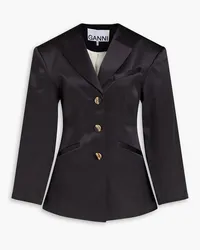 Ganni Blazer aus glänzendem Twill Schwarz