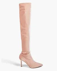 Gianvito Rossi Ribbon Boot 85 Overknees aus Samt Pink