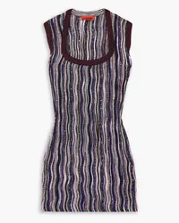 Missoni Mini-Strickkleid inHäkeloptik mit Metallic-Effekt und Pailletten Lila