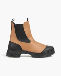 Ganni Zweifarbige Chelsea-Boots aus Gummi Braun