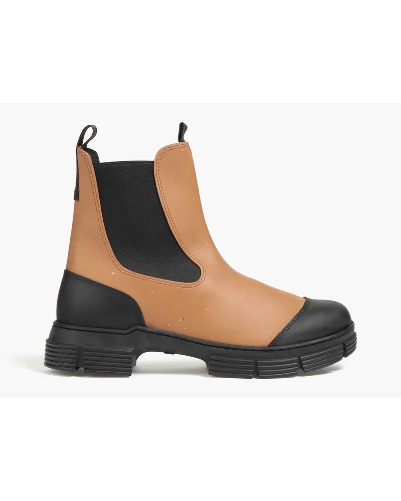 Ganni Zweifarbige Chelsea-Boots aus Gummi Braun