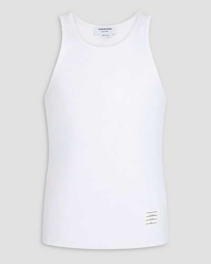 Thom Browne Tanktop Aus Geripptem Baumwoll Jersey Weiß