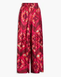 Ulla Johnson Clemence Hose mit weitem Bein aus bedrucktem Seiden-Twill Pink