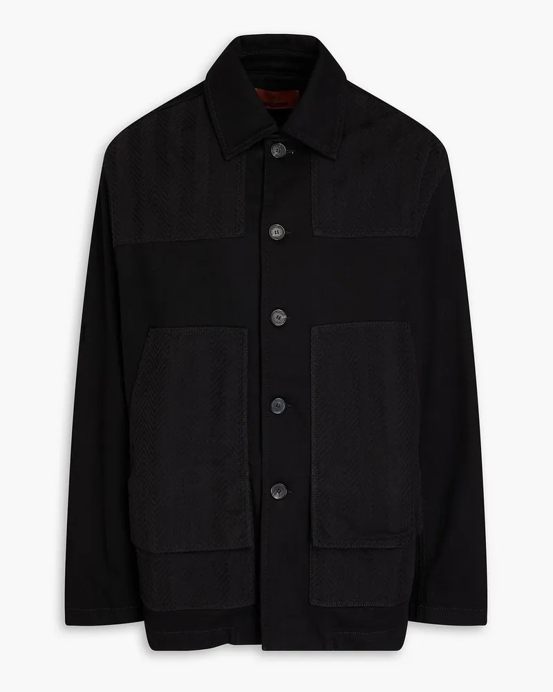 Missoni Overshirt aus Denim mit Häkelstrickeinsatz Schwarz