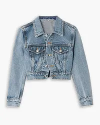 Alexander Wang Verkürzte Jeansjacke mit Kristallen Blau