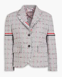 Thom Browne Karierter Blazer aus Tweed aus einer Baumwollmischung Grau