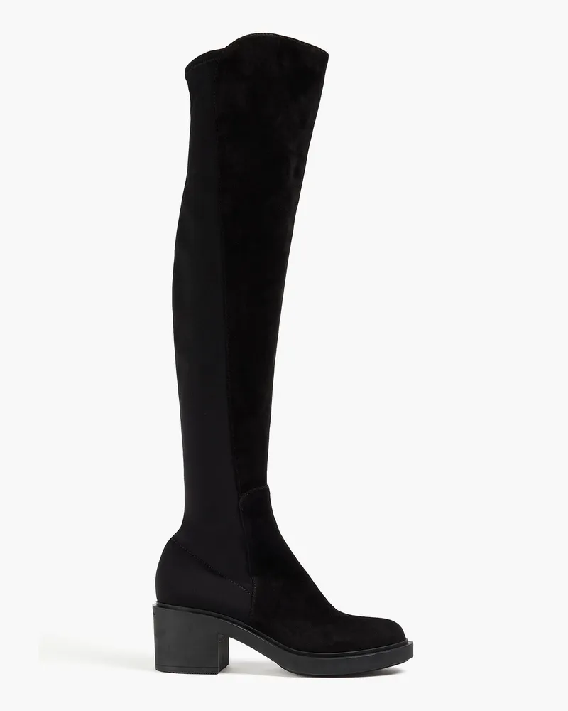 Gianvito Rossi Overknees aus Veloursleder Schwarz