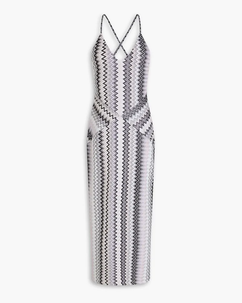 Missoni Midi-Strickkleid mit Metallic-Effekt inHäkeloptik Grau