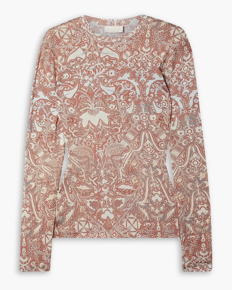 Ulla Johnson Eve bedrucktes Oberteil aus Stretch-Jersey Braun