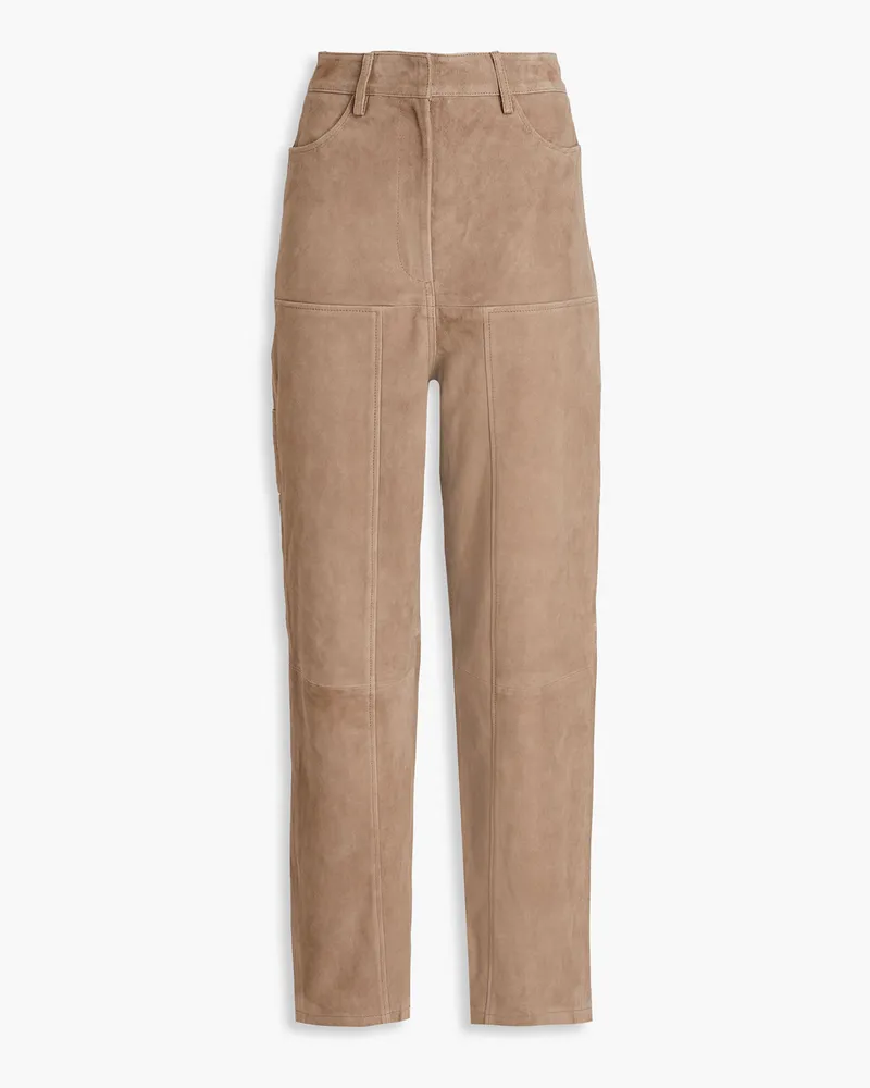 ROTATE Birger Christensen Karottenhose aus Veloursleder Neutral