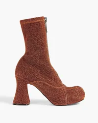 Stella McCartney Groove Ankle Boots aus Stretch-Strick inMetallic-Optik Braun