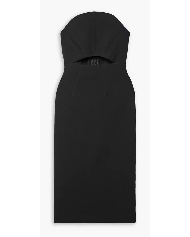 Roland Mouret Trägerloses Midikleid aus Woll-Crêpe mit Cut-out Schwarz