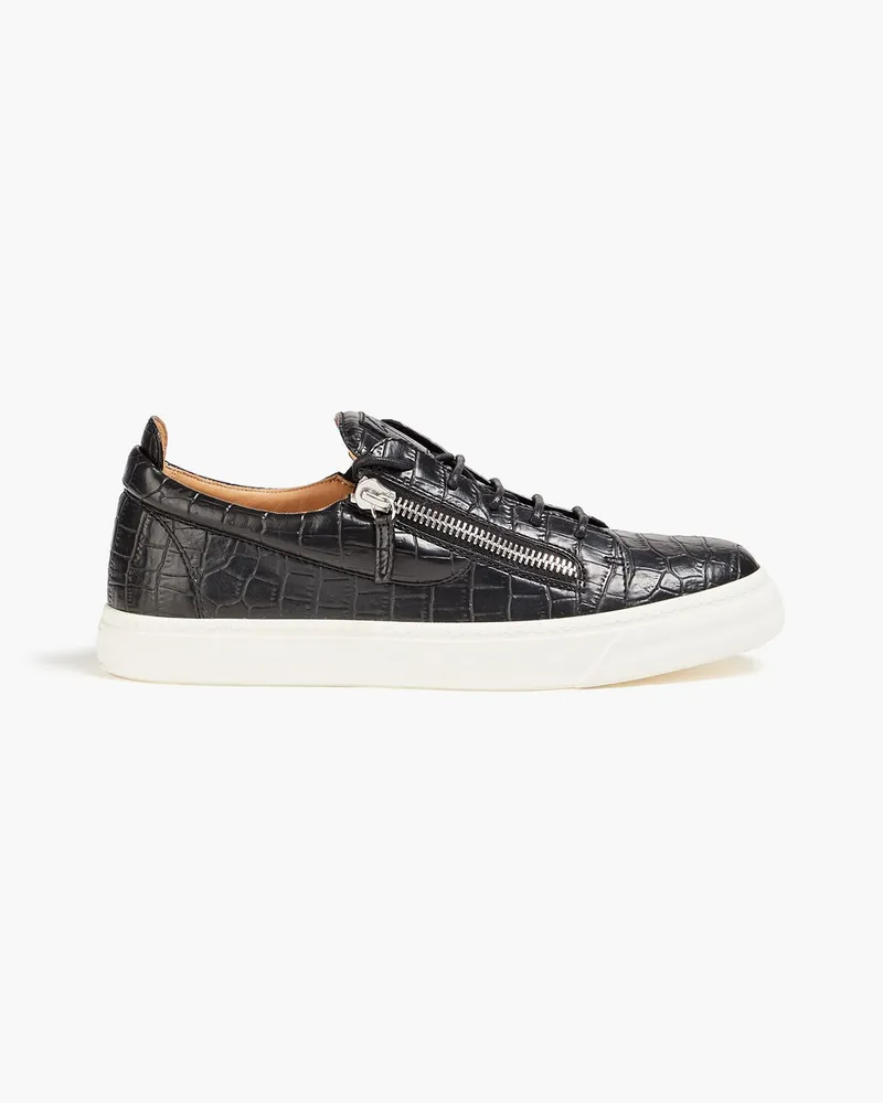 Giuseppe Zanotti Kaiman Sneakers mit Krokodileffekt Schwarz