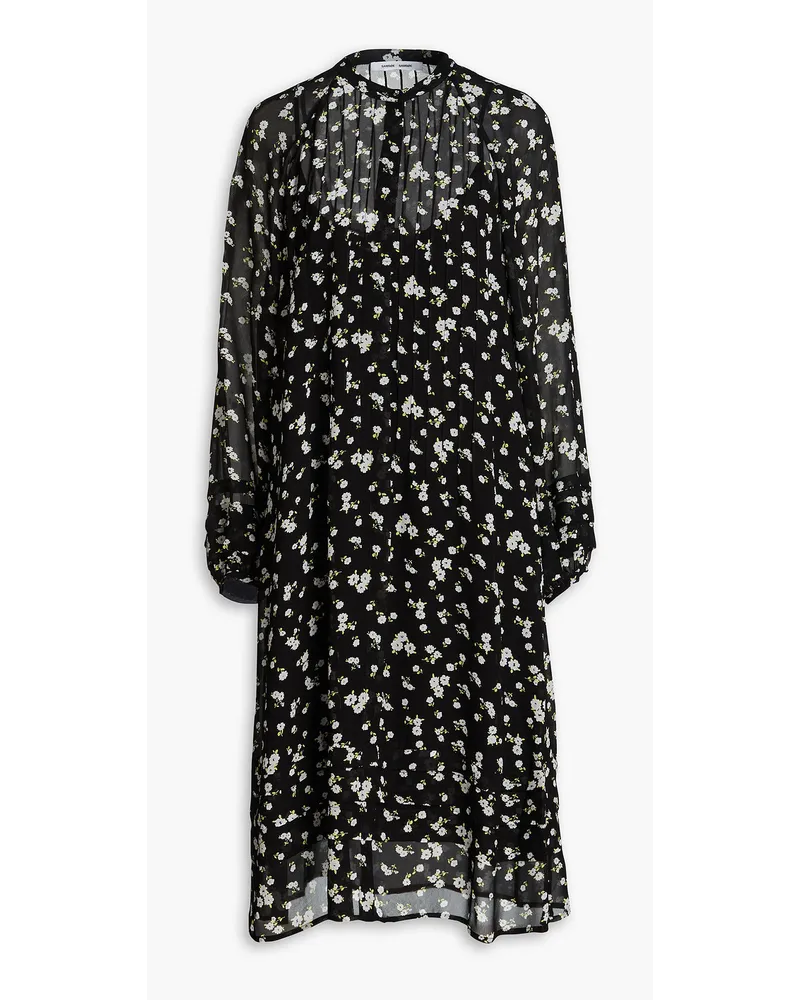 Samsøe & Samsøe Midikleid aus Georgette mit floralem Print Schwarz