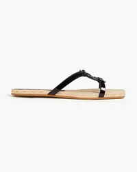 Tory Burch Bombe Miller Sandalen aus Lackleder mit Verzierung Schwarz