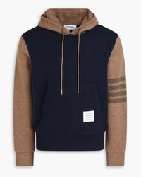 Thom Browne Zweifarbiger Hoodie aus Woll-Frottee mit Streifen Blau