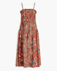 Ulla Johnson Lisbet Midikleid aus Baumwollpopeline mit floralem Print Rot