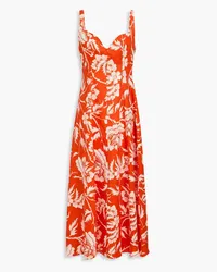 Mara Hoffman Perdita Maxikleid aus Hanf mit floralem Print Rot