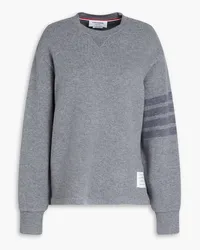 Thom Browne Sweatshirt aus Wollfrottee mit Streifen Grau