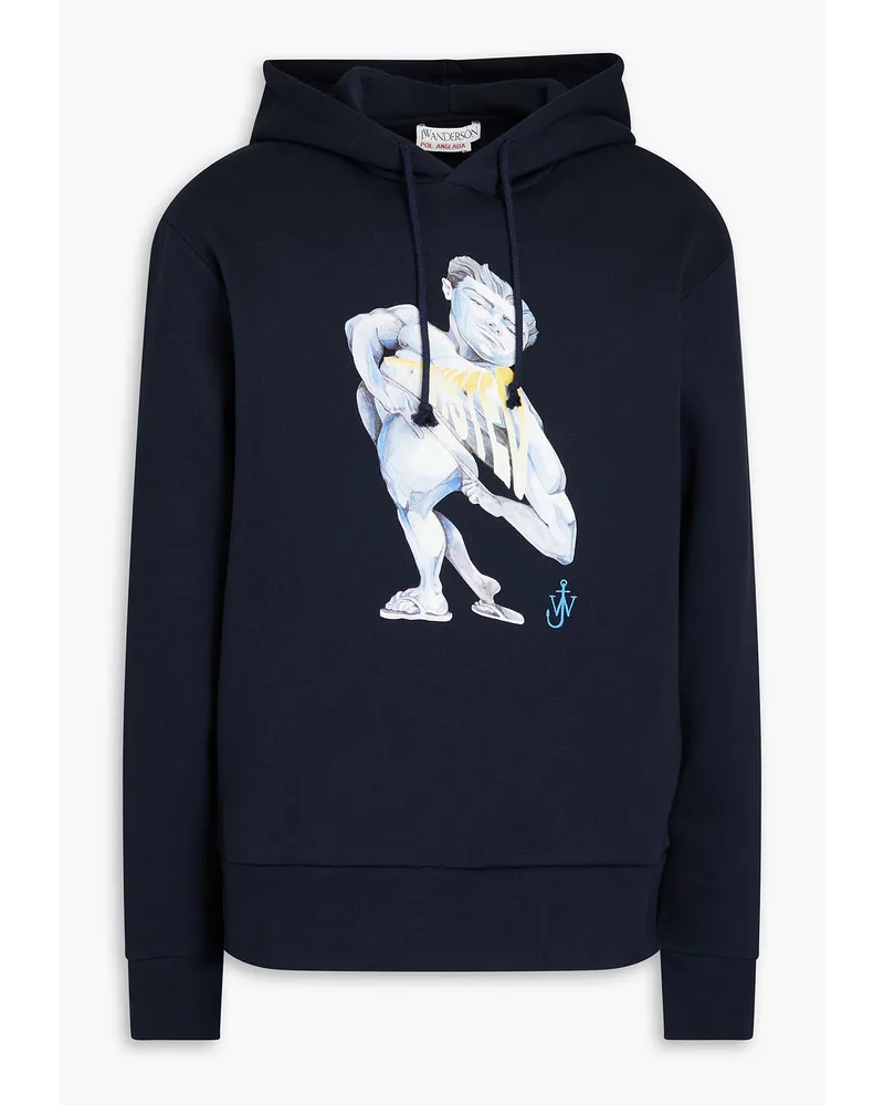 J.W.Anderson Hoodie aus Baumwollfleece mit Print Blau