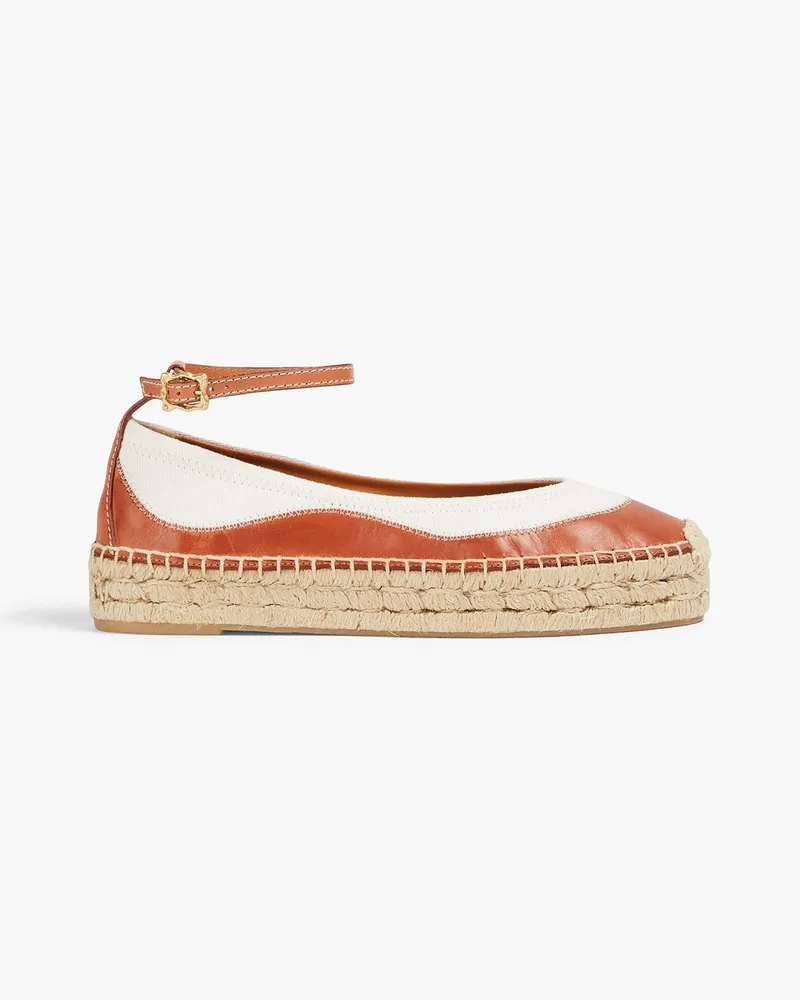 Zimmermann Wavy Plateau-Espadrilles aus Canvas und Leder Braun