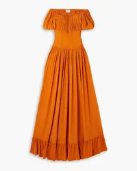 Evarae Hestia schulterfreies Maxikleid Crêpe de Chine Orange