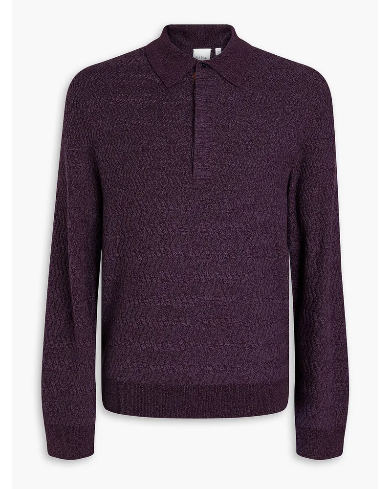 Paul Smith Gerippter Pullover aus Merinowolle mit Polokragen Lila