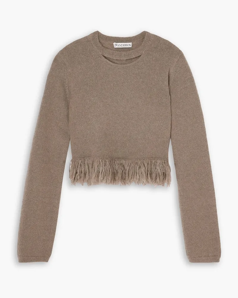 J.W.Anderson Verkürzter Pullover aus einer Mohairmischung mit Fransen und Cut-out Neutral