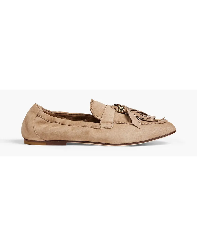 TOD'S Loafers aus Veloursleder mit Verzierung Neutral