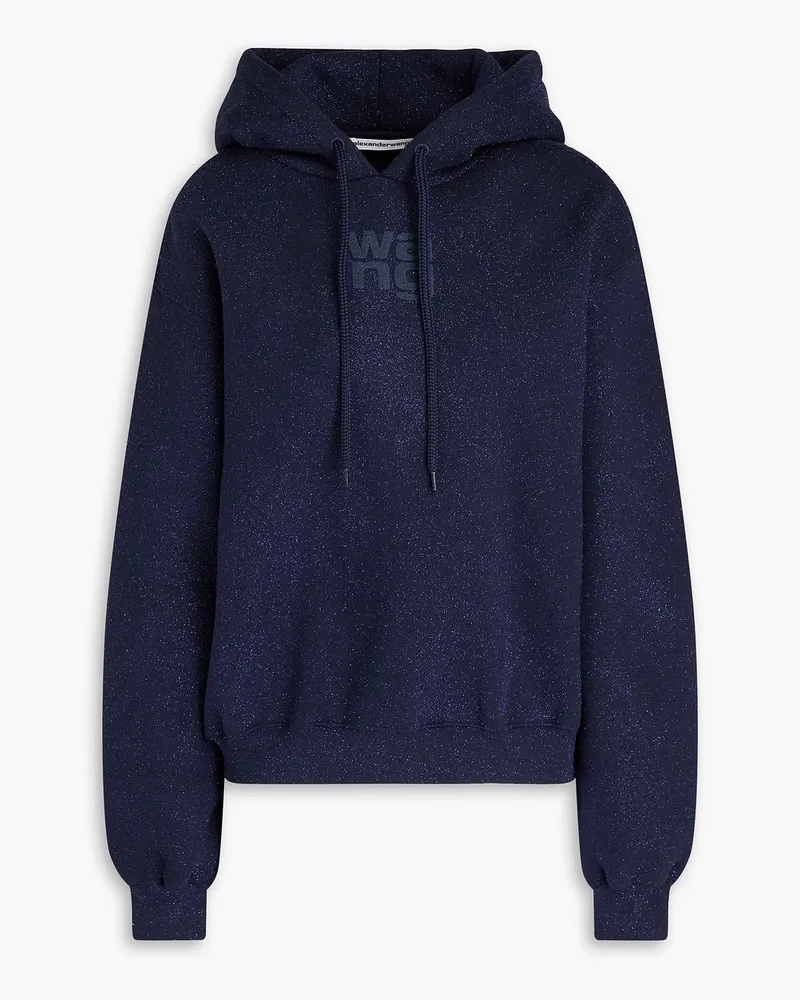 Alexander Wang Hoodie aus Fleece aus einer Baumwollmischung mit Glitter-Finish Blau