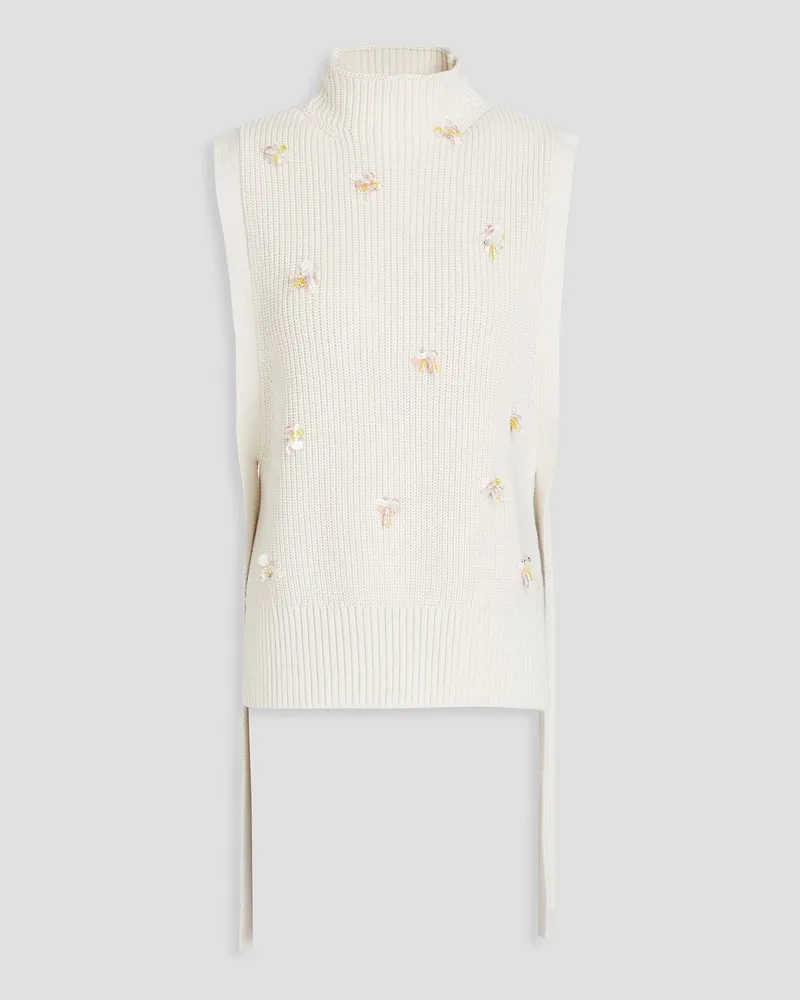 3.1 phillip lim Embellished ribbed cotton-blend vest Weiß