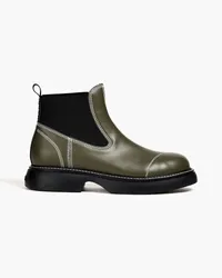 Ganni Chelsea-Boots aus Kunstleder Grün