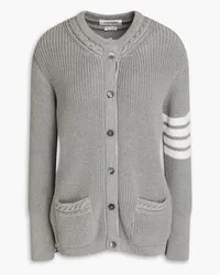 Thom Browne Cardigan aus gerippter Baumwolle Grau