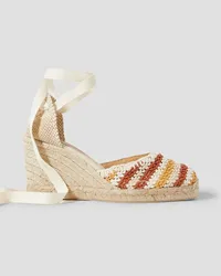 Castañer Carina 80 Espadrille-Wedges aus Canvas und Häkelmaterial Weiß