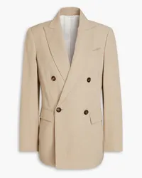 Brunello Cucinelli Doppelreihiger Blazer aus Grain de Poudre Neutral