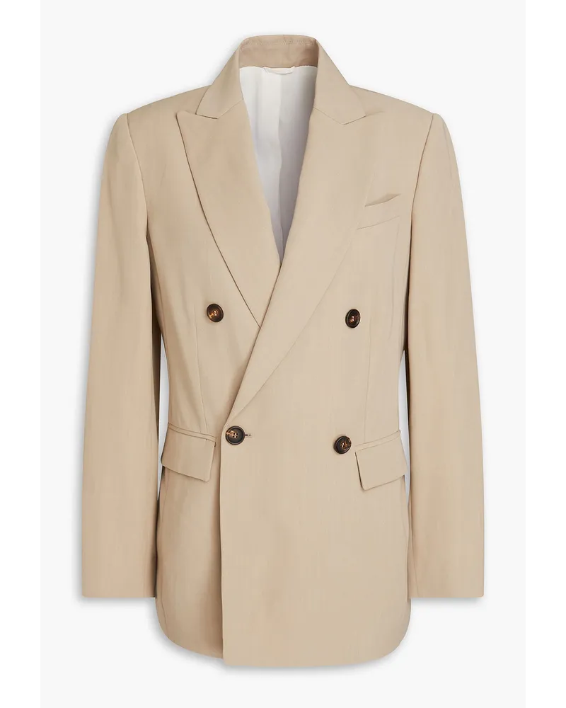 Brunello Cucinelli Doppelreihiger Blazer aus Grain de Poudre Neutral