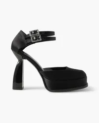 NODALETO Angel Y Plateaupumps aus Satin mit Kristallen Schwarz