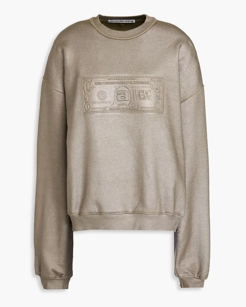 Alexander Wang Sweatshirt aus geprägtem Baumwollfrottee inMetallic-Optik Neutral