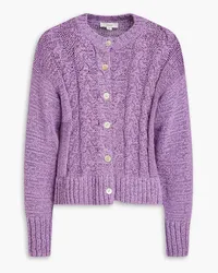 Vince Cardigan aus einer Baumwollmischung mit Zopfstrickmuster Lila