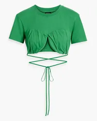 Jacquemus Baci Cropped T-Shirt aus Baumwoll-Jersey mit Bügel Grün