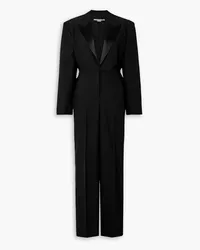 Stella McCartney Jumpsuit aus Wolle mit Satinbesatz Schwarz