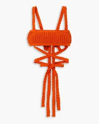 Alanui Palm Springs Bustier aus gehäkelter Baumwolle Orange