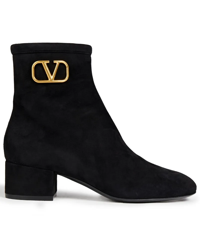 Valentino Garavani Vlogo Ankle Boots aus Veloursleder Schwarz