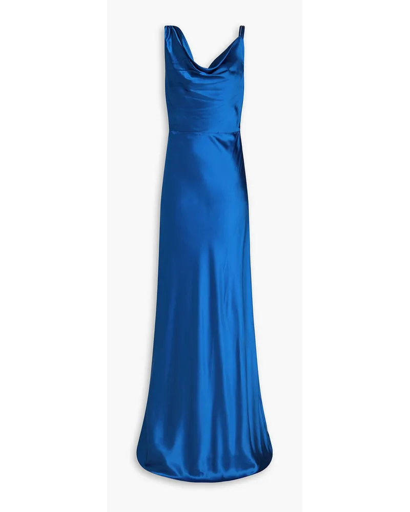 Veronica Beard Sanderson drapiertes Maxikleid aus Satin aus einer Seidenmischung Blau