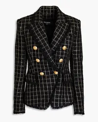 Balmain Doppelreihiger Blazer aus Metallic-Tweed Schwarz