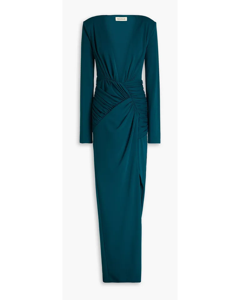 NICHOLAS Lura Robe aus Stretch-Crêpe Blau